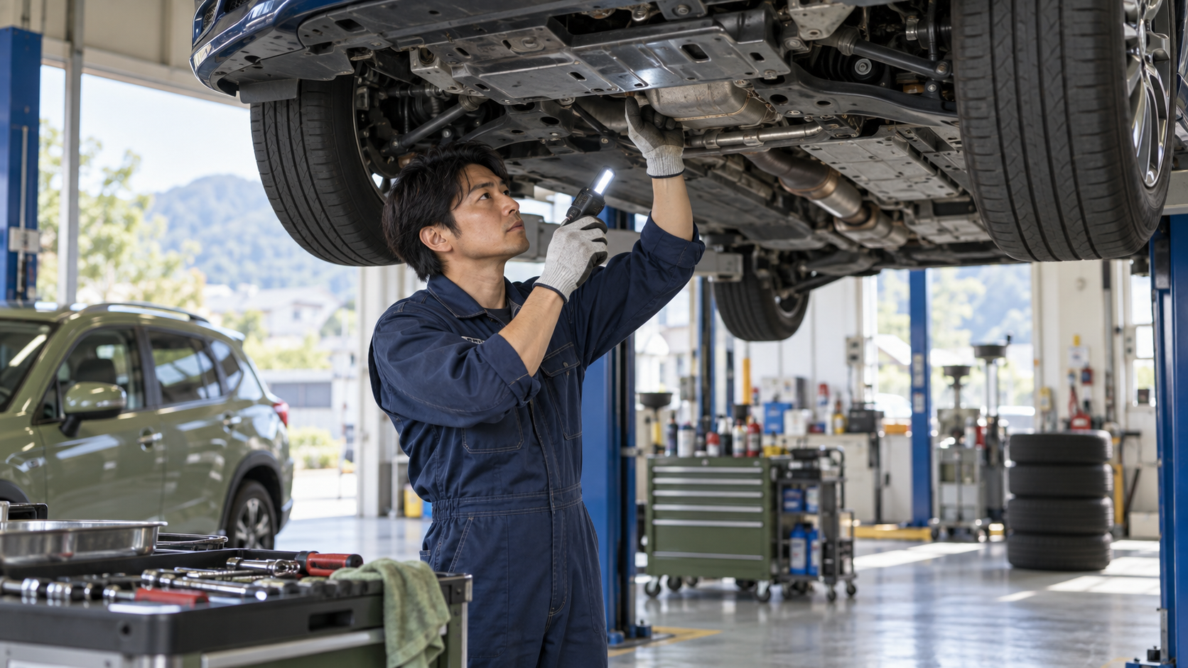 自動車のエンジン整備